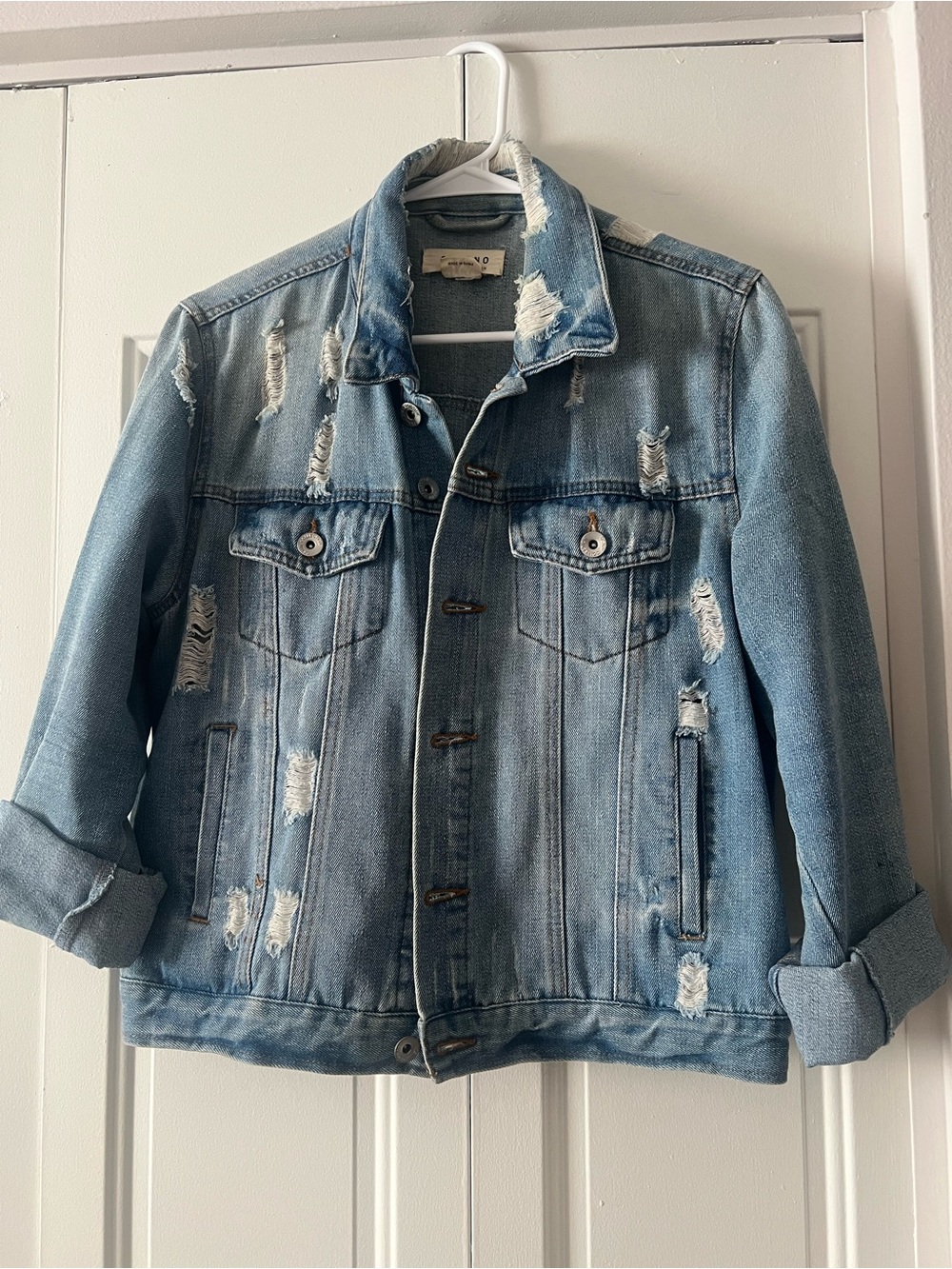 Distressed Light Blue Denim Jacket - Classic Jean Jacket